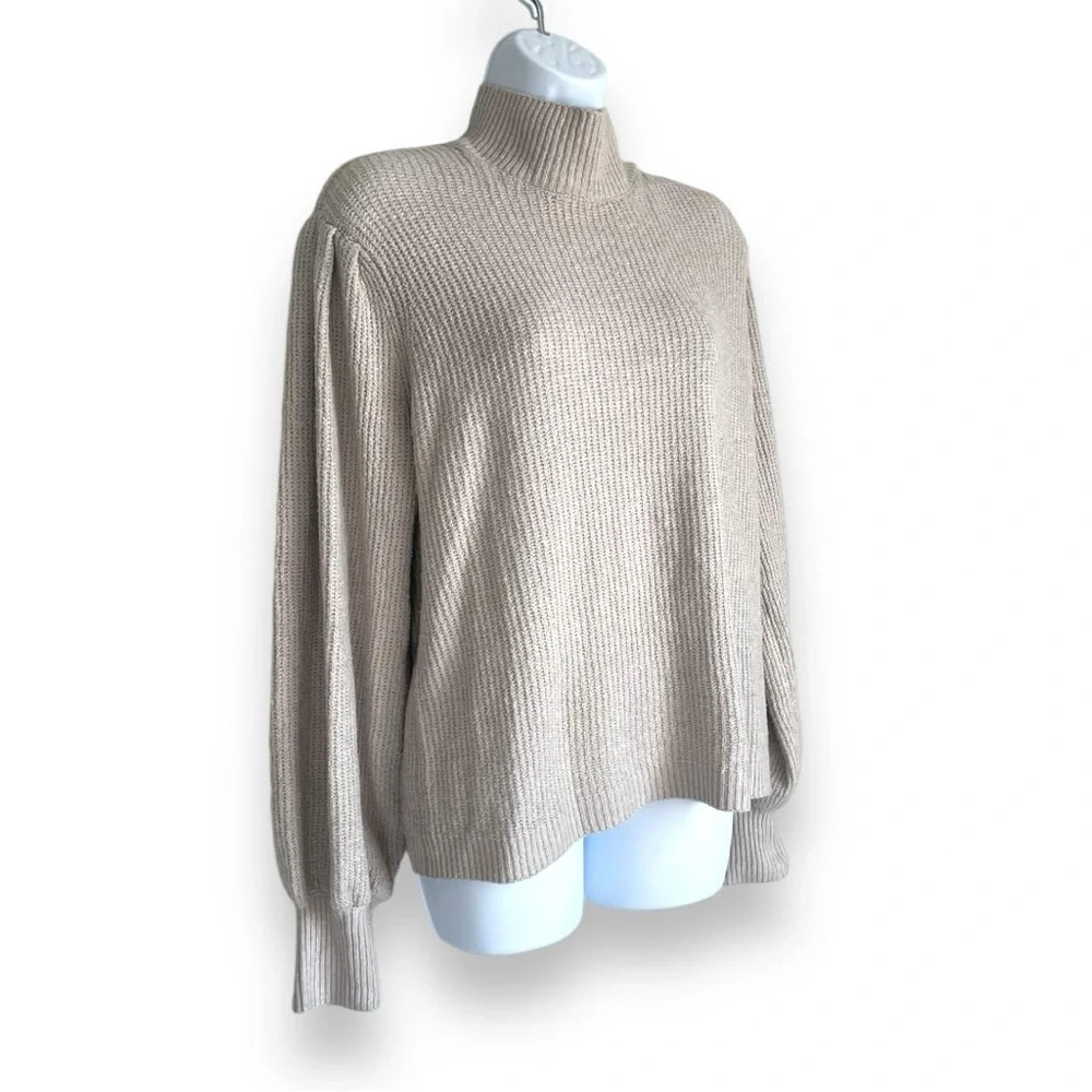 Marled Reunited Clothing Beige Mock Neck Sweater - Size Large,